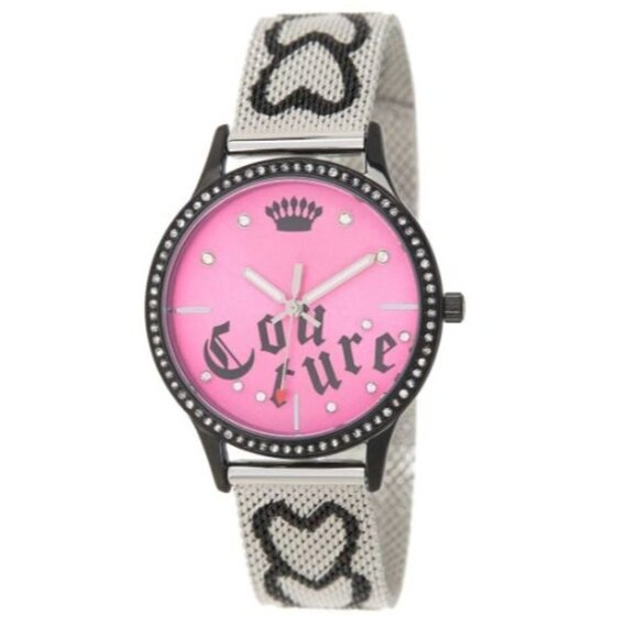 Juicy Couture Accessories - Juicy Couture Black Label Womens Pink Face Silver Tone Stainless Steel Watch New